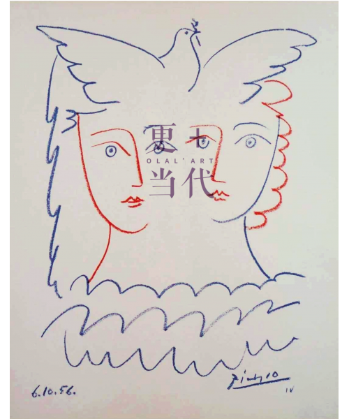 毕加索《女⼈与鸽⼦》